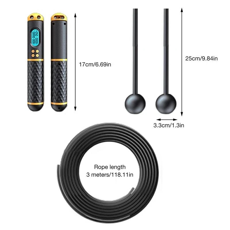 2 in 1 Multifun Speed Skipping Rope with Digital Counter Professional Ball Bearings and Non-Slip Handles Jumps and Calorie Count
